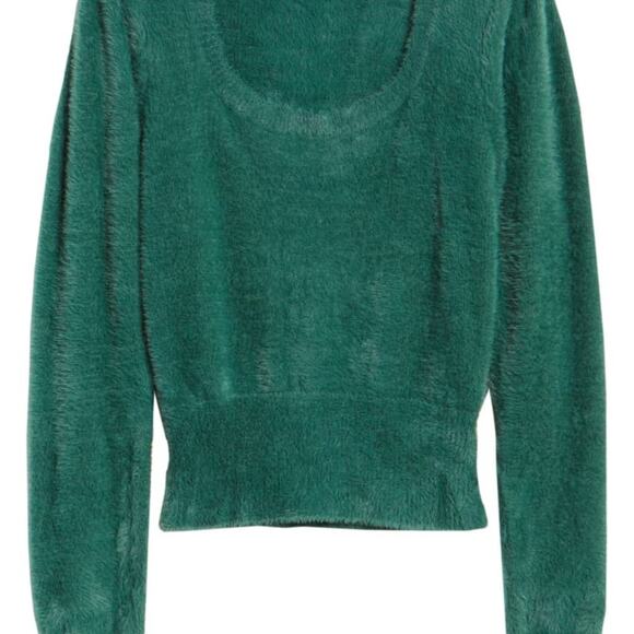 ASTR The Label Fuzzy Crop Sweater Green Size Large - Picture 6 of 12
